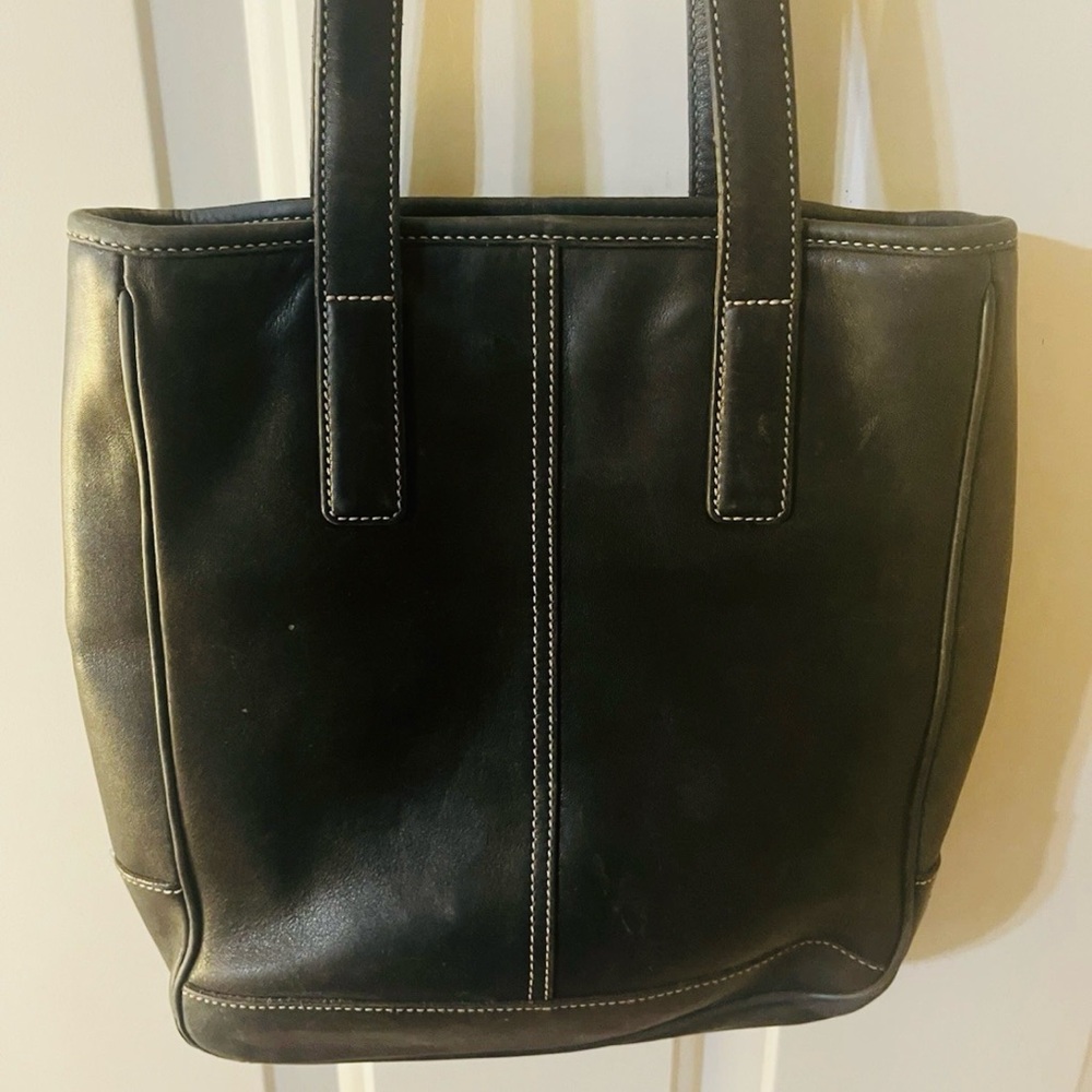 Extremely Rare Authentic Vintage Black Coach Tote Bag with Hand Painted Wolf - Picture 2 of 10